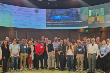 group photo of co-creating usable and useful climate intervention simulation workshop attendees